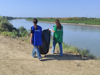 Neftçala rayonunda Kür çayı sahilində növbəti təmizlik aksiyası keçirilib